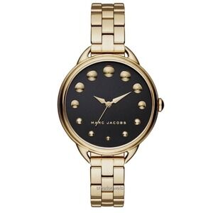 MARC JACOBS MJ3494 Gold Black Dial Watch Women's Dress Quartz NWT